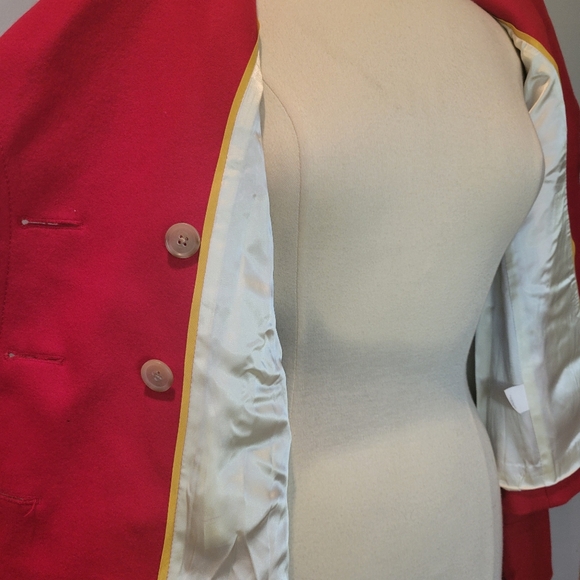 J. Crew Red Wool Blend Double Breasted Cropped Pea Coat SZ 10 - Picture 10 of 12